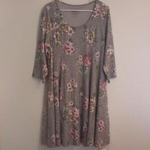 TORRID SUPER SOFT PLUSH WEAR WHAT YOU LOVE GRAY FLORAL 3/4 SLEEVE DRESS SIZE 2